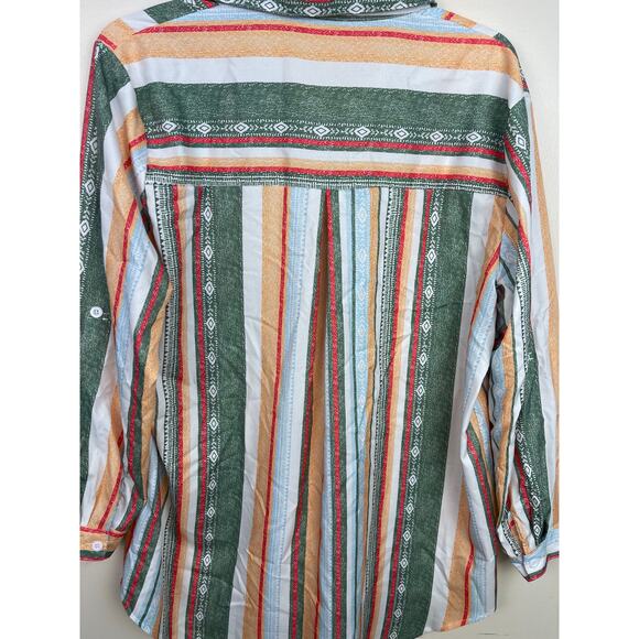 Men's Colorful Striped Southwestern Button Up Shirt - Picture 4 of 4